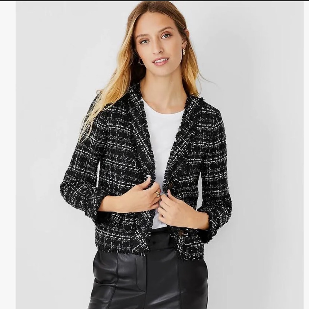 Fringe Tweed Cardigan Jacket Size 10